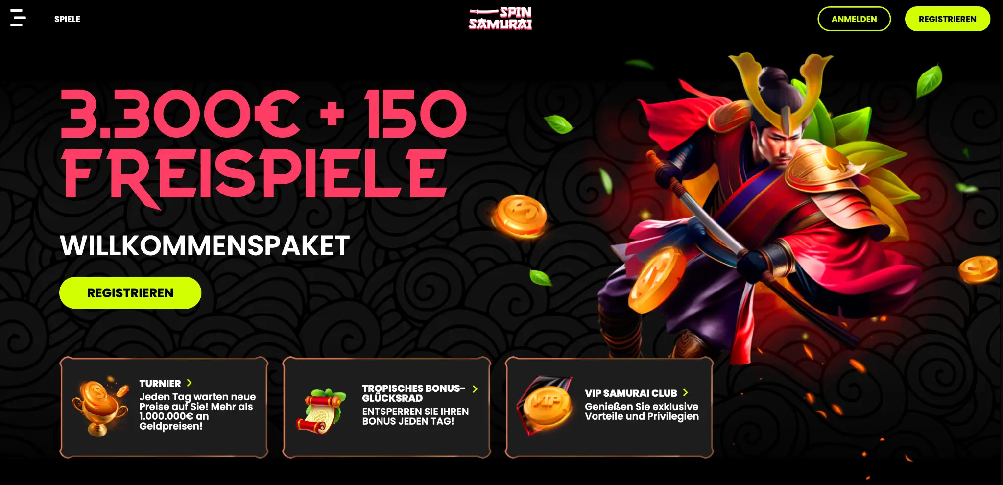 Aufregender Spielautomat im Spin Samurai Casino